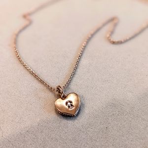 PANDORA Rose Gold 14K plated heart pendant & necklace